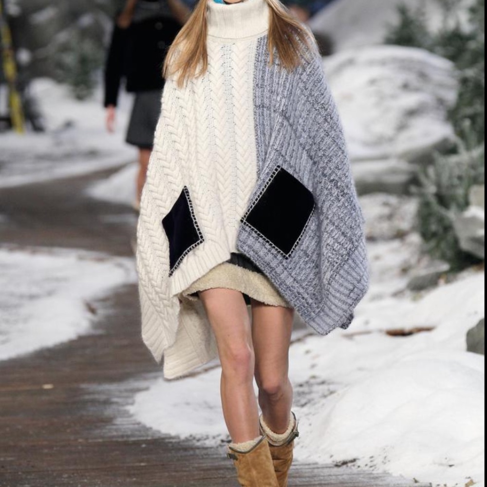 Hilfiger Collection Color Block Turtleneck Poncho… - image 2